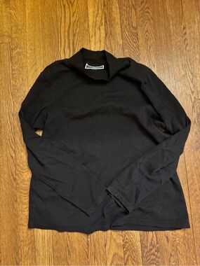 Karen Scott Black Long Sleeve Mock Neck Top
